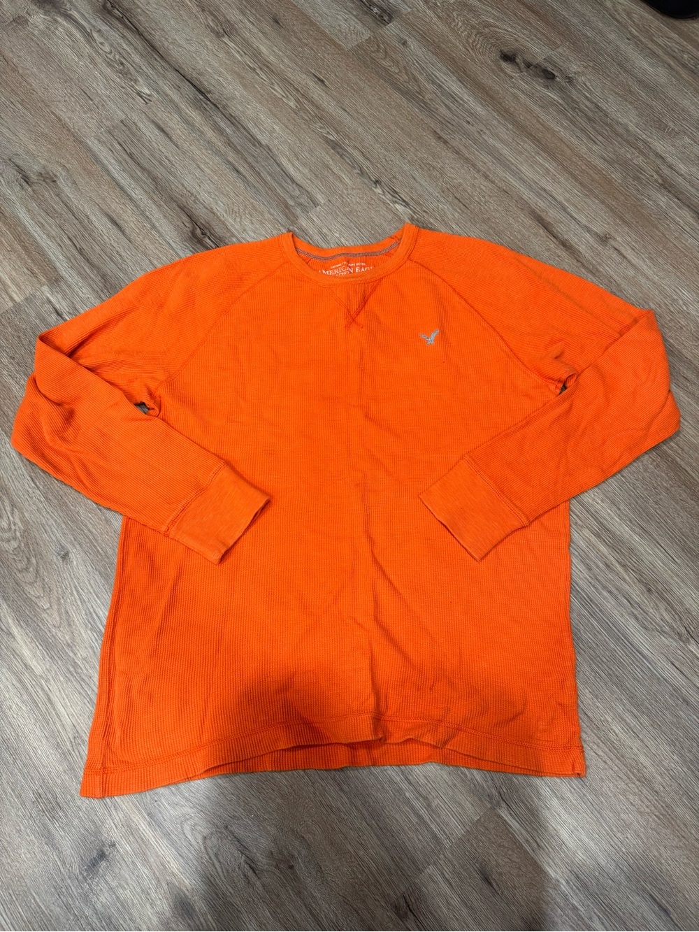 Y2K American Eagle Outfitters Orange Long Sleeve Waffle Knit Shirt